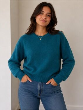 Philosophy Teal Crewneck Sweater Soft Cozy Size Large